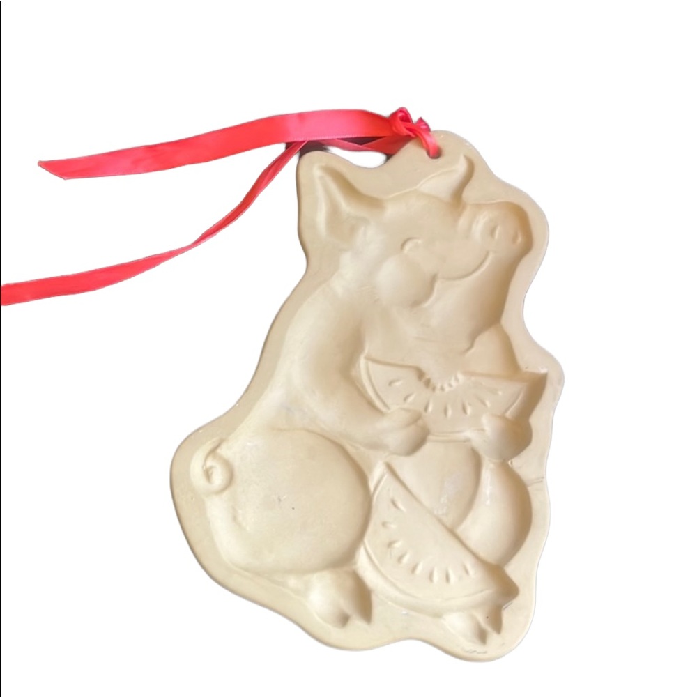 Brown Bag cookie art pig eating watermelon